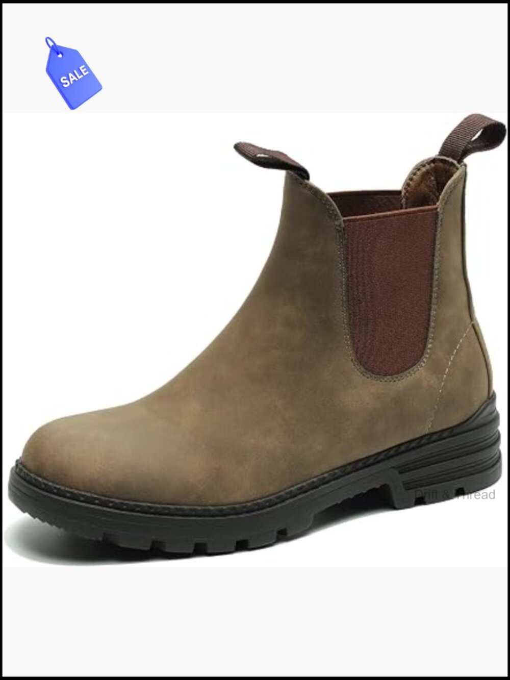 Women's Waterproof Chelsea Hiking Boots Faux Leather Ankle Pull-On Low Heel